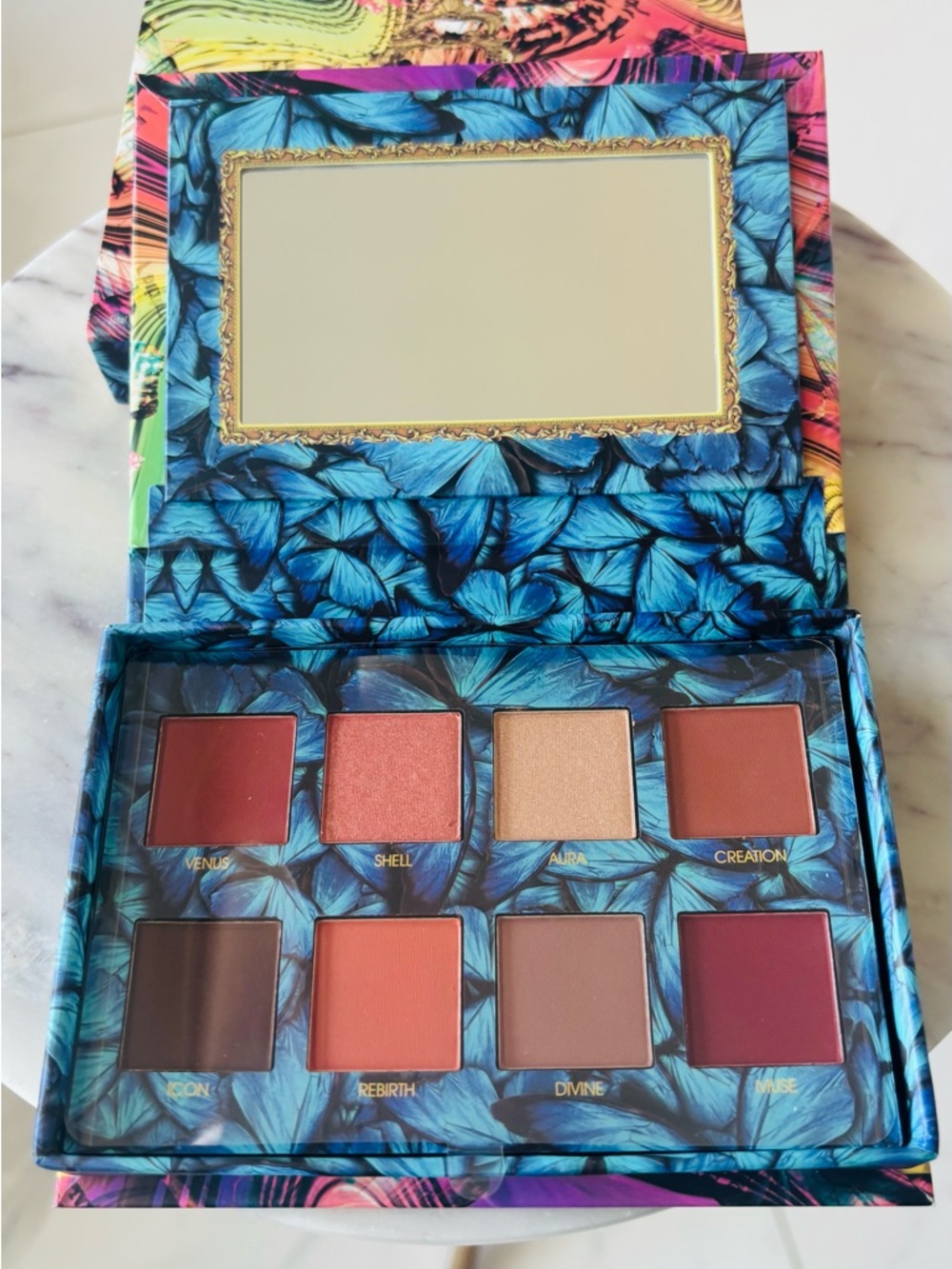 OKALAN Vibrant Blue Compact Eyeshadow Palette – Warm & Neutral Eight-Shade Set